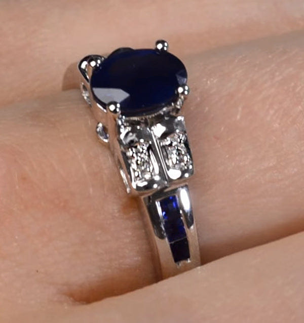 Diamond Sapphire 1.25ct And Diamond 9K White Gold Ring