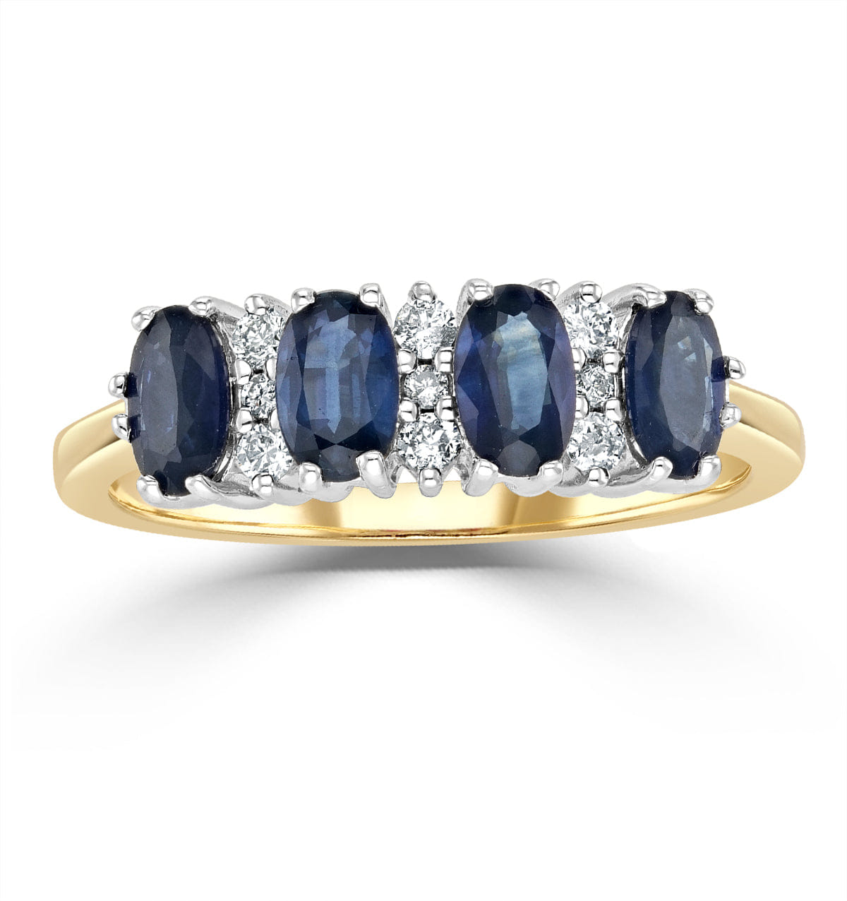 Diamond Sapphire 5 x 3 mm And Diamond 9K Gold Ring
