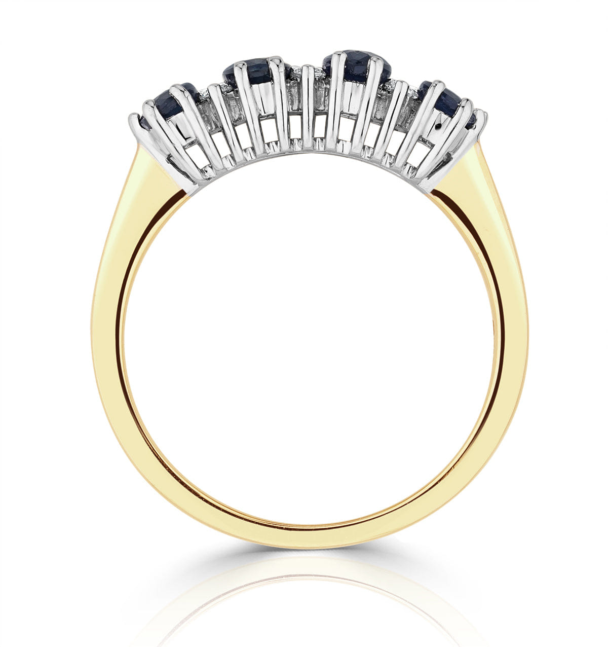 Diamond Sapphire 5 x 3 mm And Diamond 9K Gold Ring