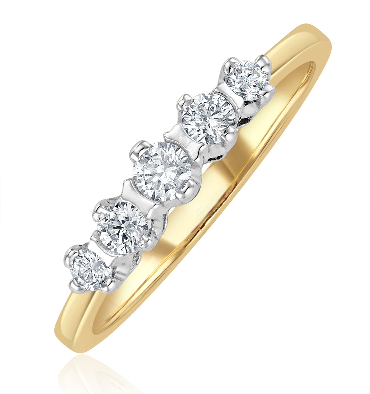 Diamond Grace 18K Gold 5 Stone Diamond Eternity Ring 0.33CT H/SI