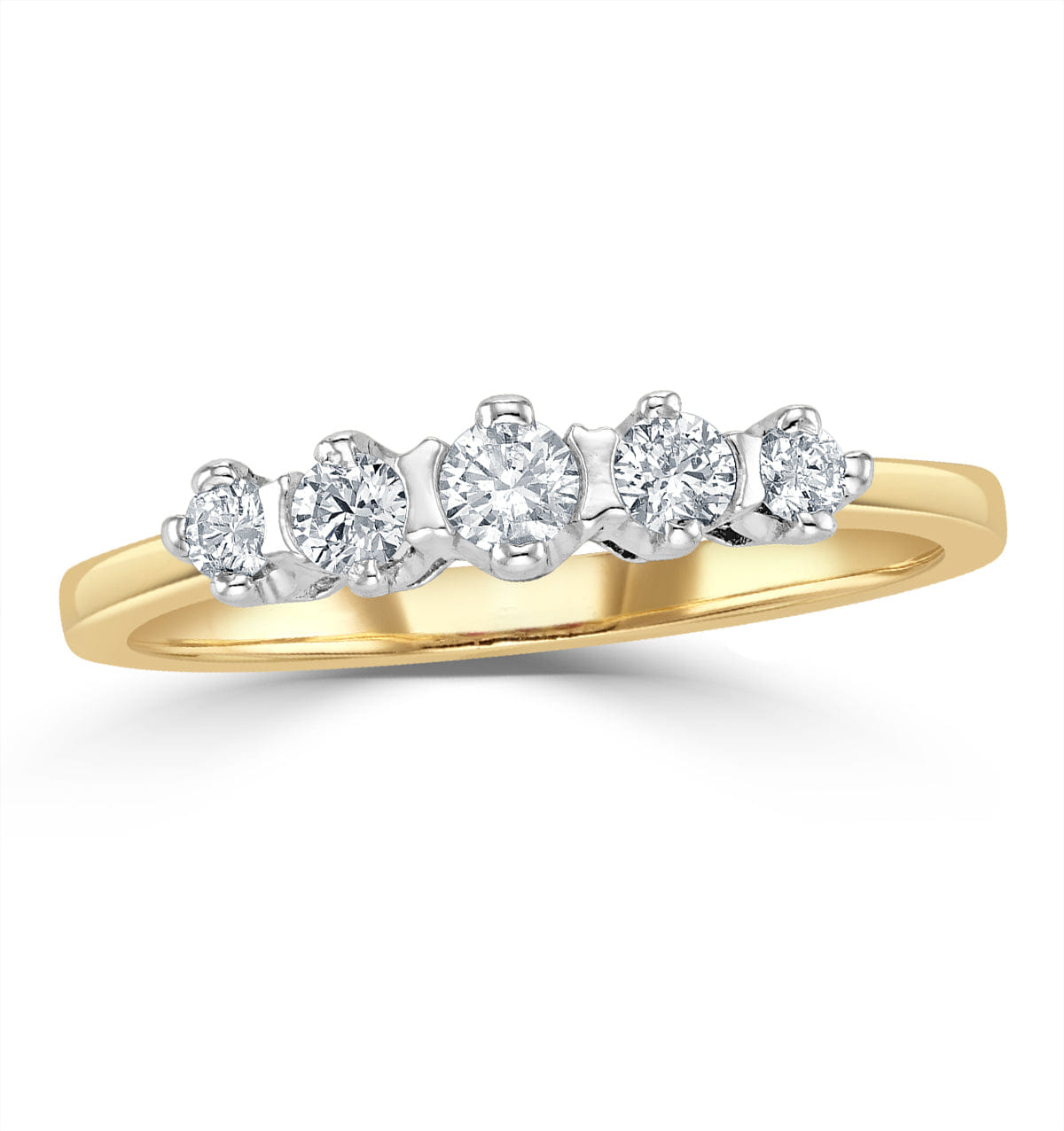 Diamond Grace 18K Gold 5 Stone Diamond Eternity Ring 0.33CT H/SI