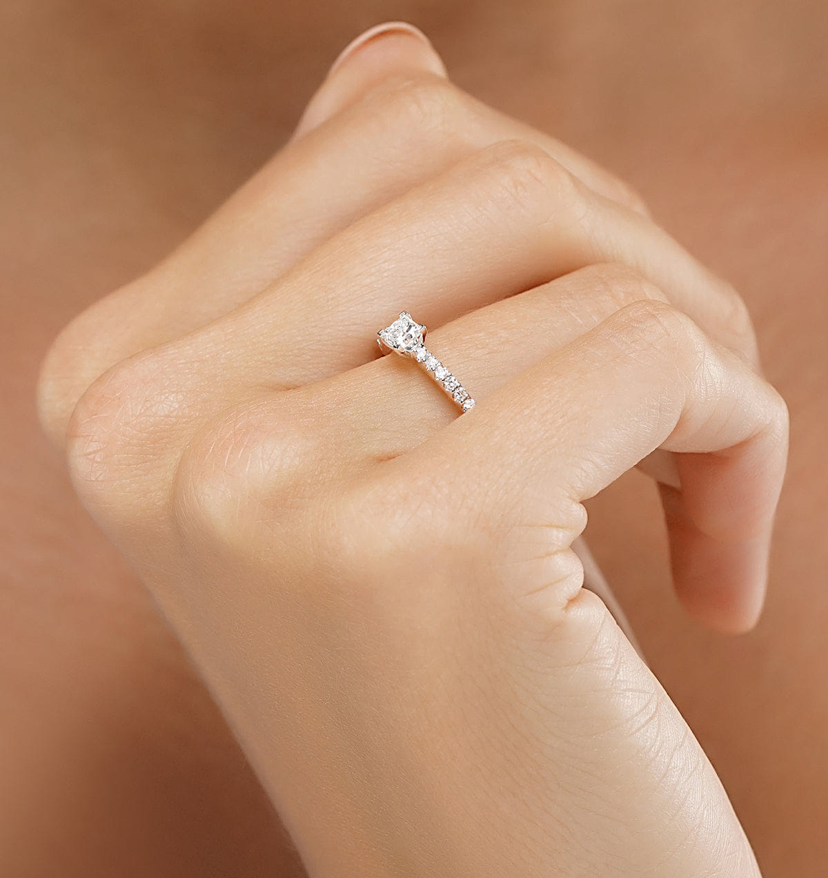 Princess Cut Lab Diamond Engagement Ring 0.50ct H/Si in 9K Gold