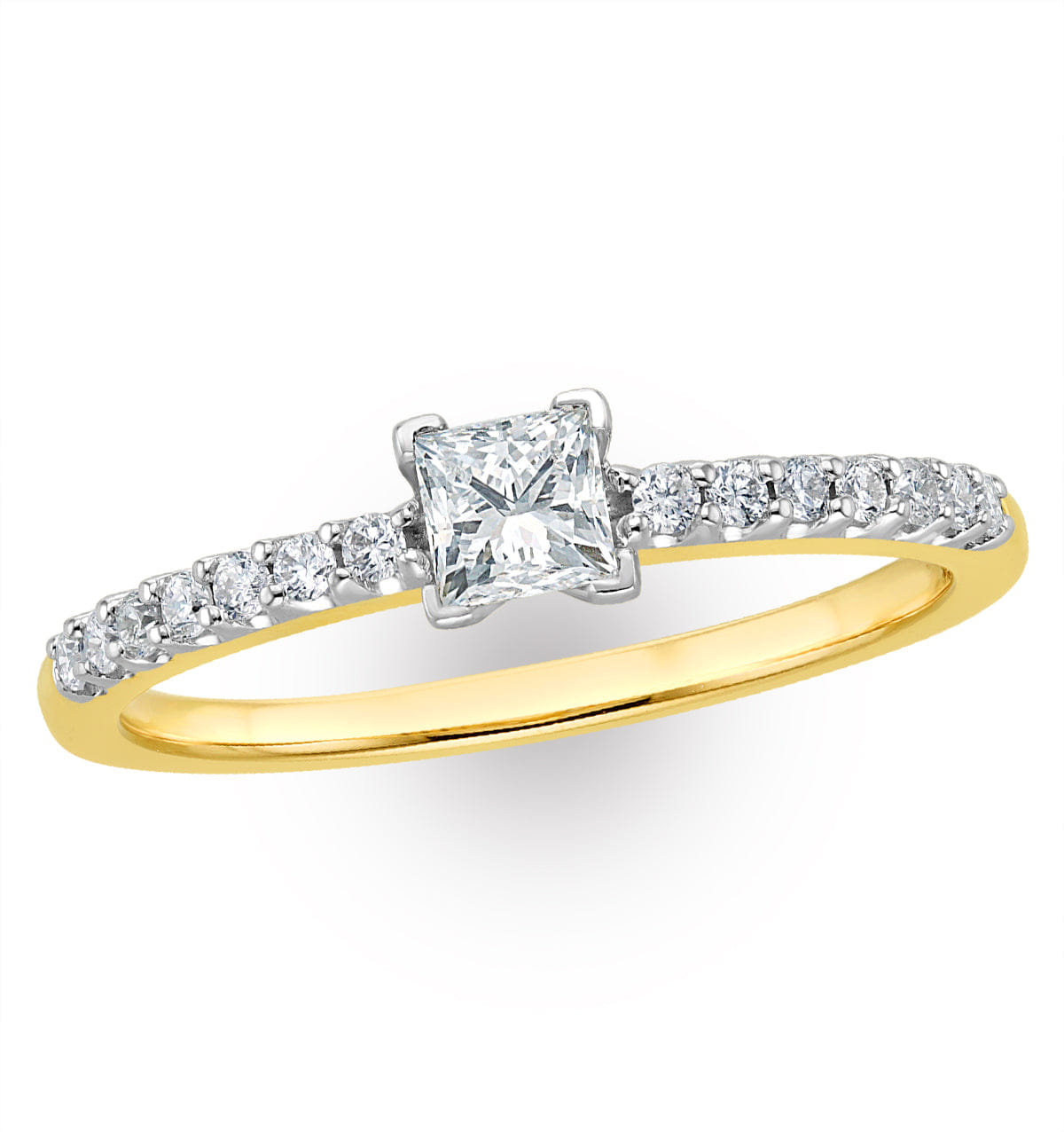 Princess Cut Lab Diamond Engagement Ring 0.50ct H/Si in 9K Gold