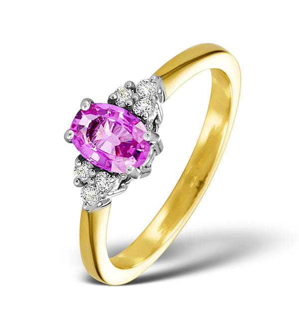 Diamond 18K Gold 0.85ct Pink Sapphire and 0.12ct Diamond Ring