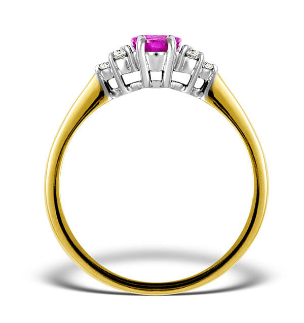 Diamond 18K Gold 0.85ct Pink Sapphire and 0.12ct Diamond Ring