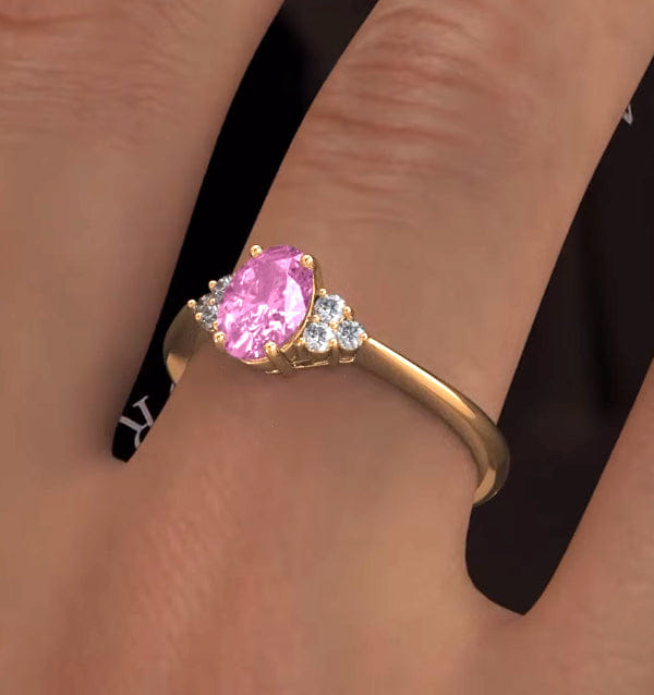 Diamond 18K Gold 0.85ct Pink Sapphire and 0.12ct Diamond Ring