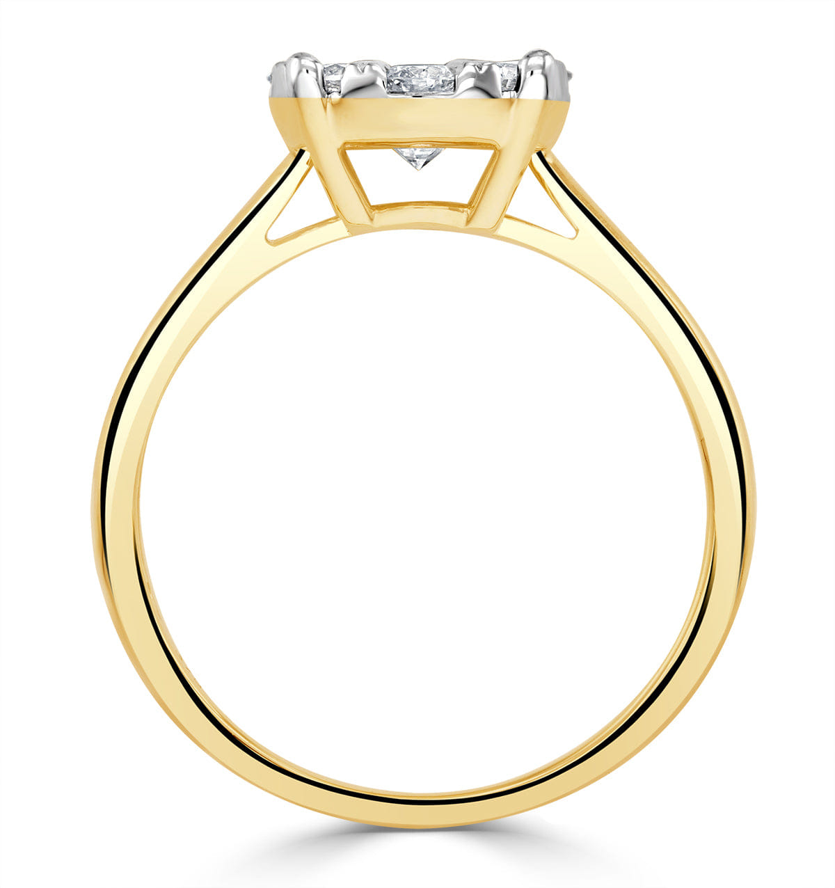 Solitaire 1 Carat Lab Diamond Cluster Solitaire Ring H/Si in 9K Gold