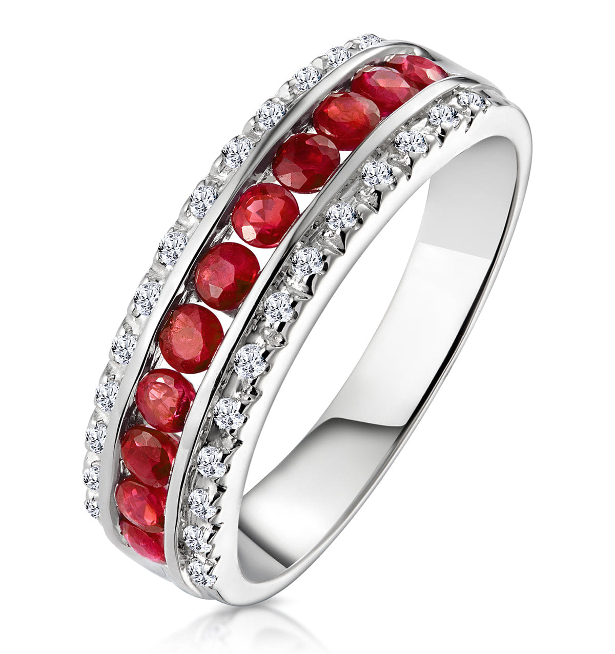 Diamond Ruby 0.74ct and Diamond 9K White Gold Ring