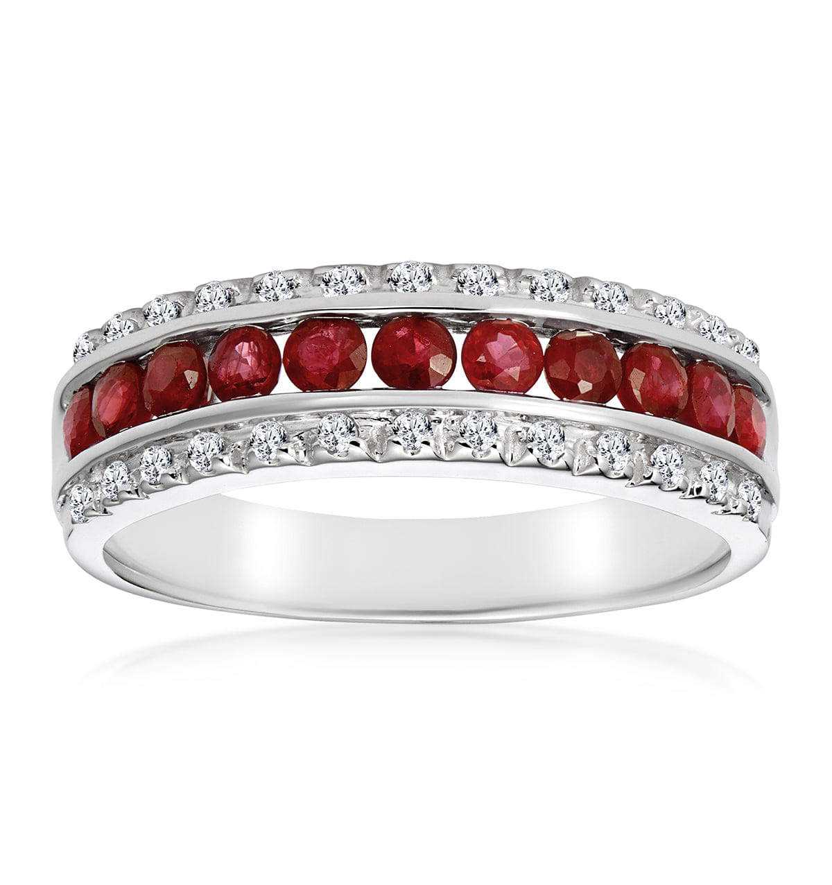 Diamond Ruby 0.74ct and Diamond 9K White Gold Ring