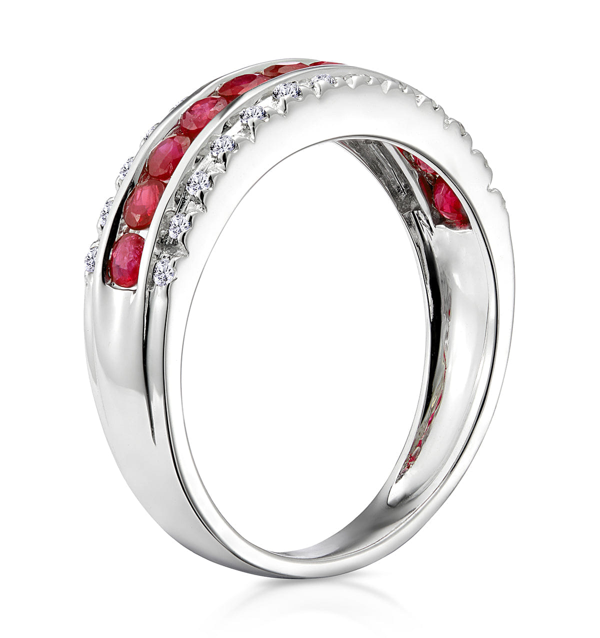 Diamond Ruby 0.74ct and Diamond 9K White Gold Ring