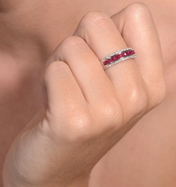Diamond Ruby 0.74ct and Diamond 9K White Gold Ring