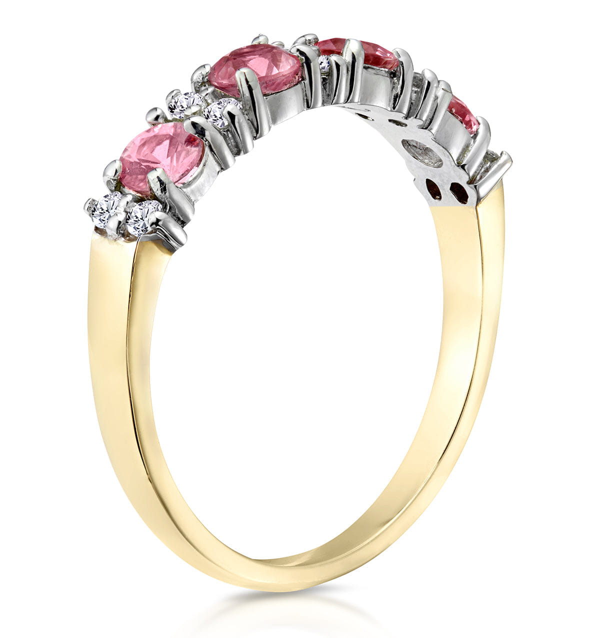 Diamond Pink Sapphire and 0.15ct Diamond Ring 9K Yellow Gold