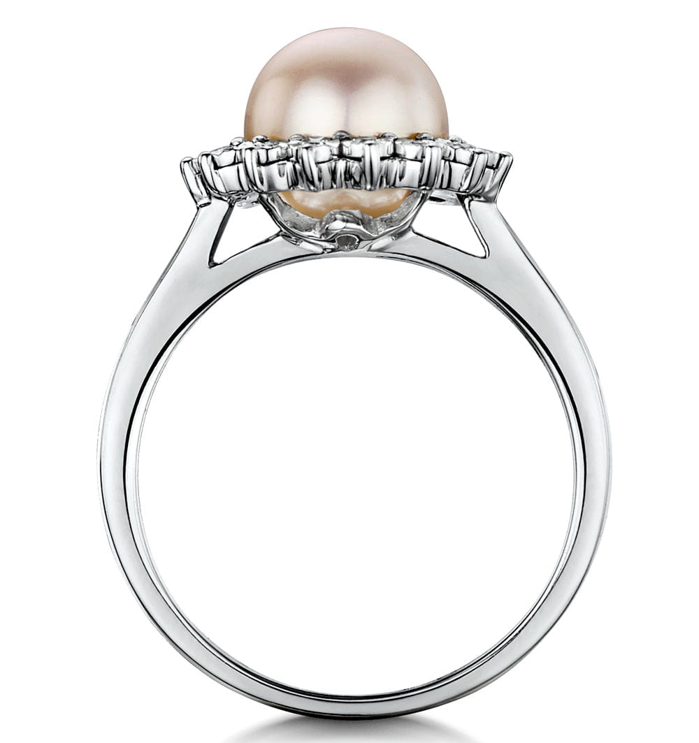 Diamond Stellato Collection Pearl and Diamond Ring 0.05ct in 9K White Gold