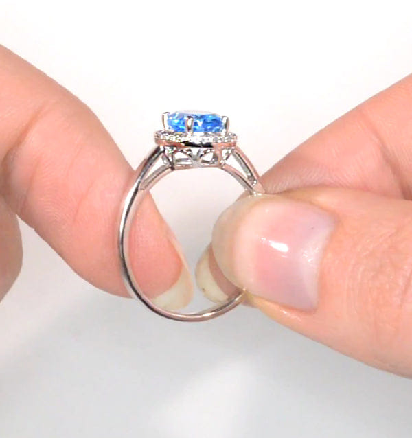 Diamond Blue Topaz 1.56CT And Diamond 9K White Gold Ring
