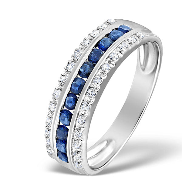 Diamond Sapphire 0.16ct And Diamond 0.16ct 9K White Gold Ring