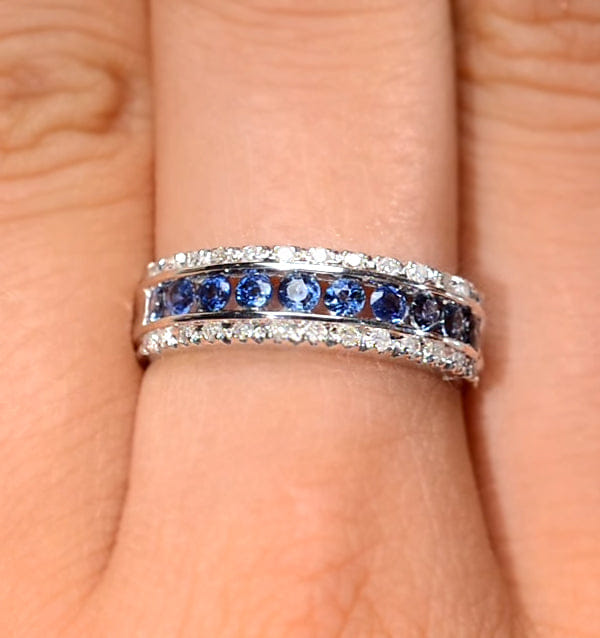 Diamond Sapphire 0.16ct And Diamond 0.16ct 9K White Gold Ring