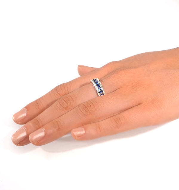 Diamond Sapphire 0.16ct And Diamond 0.16ct 9K White Gold Ring