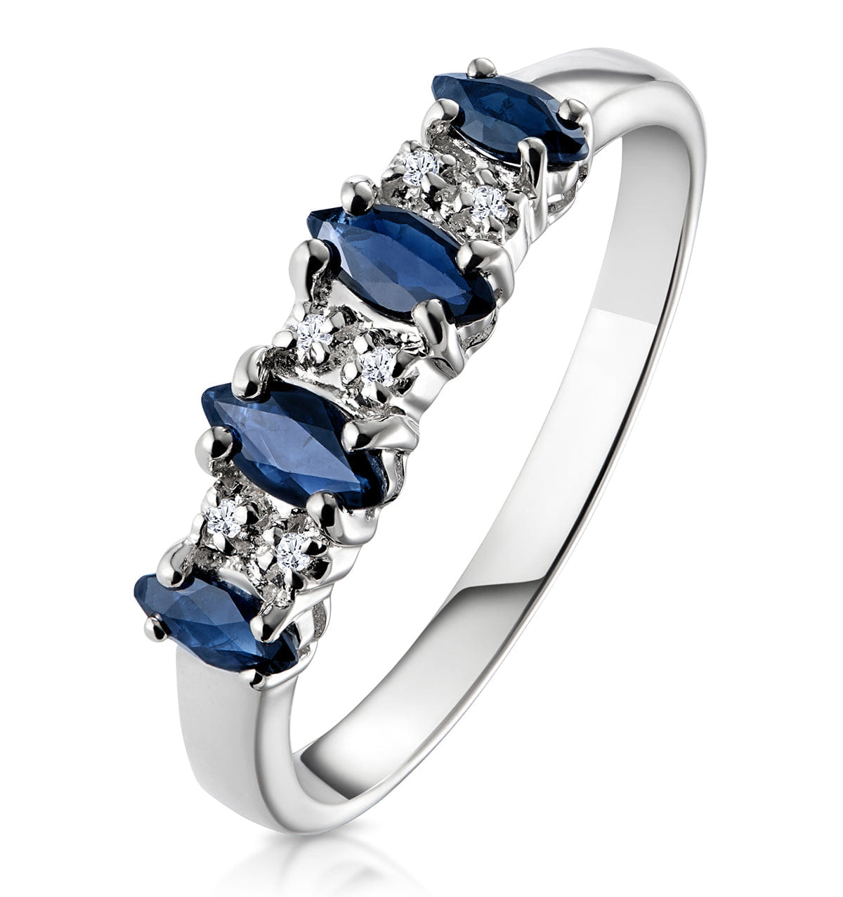 Diamond Sapphire 0.76ct And Diamond 9K White Gold Ring