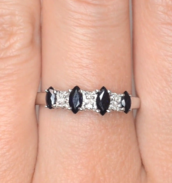 Diamond Sapphire 0.76ct And Diamond 9K White Gold Ring