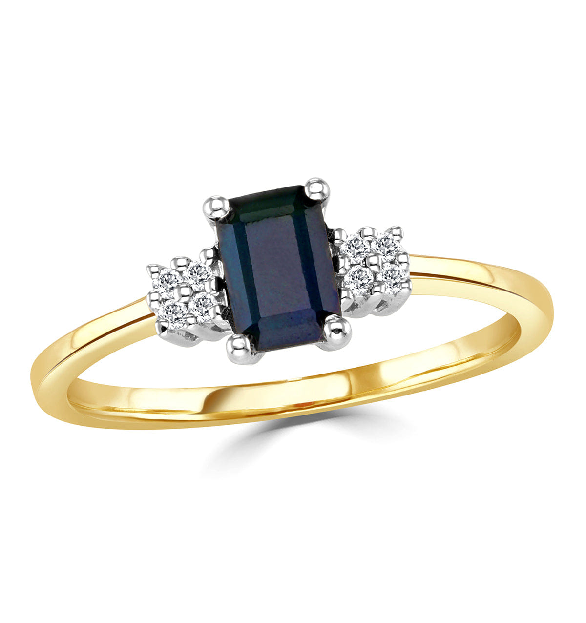 Diamond Sapphire 6 x 4 mm And Diamond 9K Gold Ring A3220