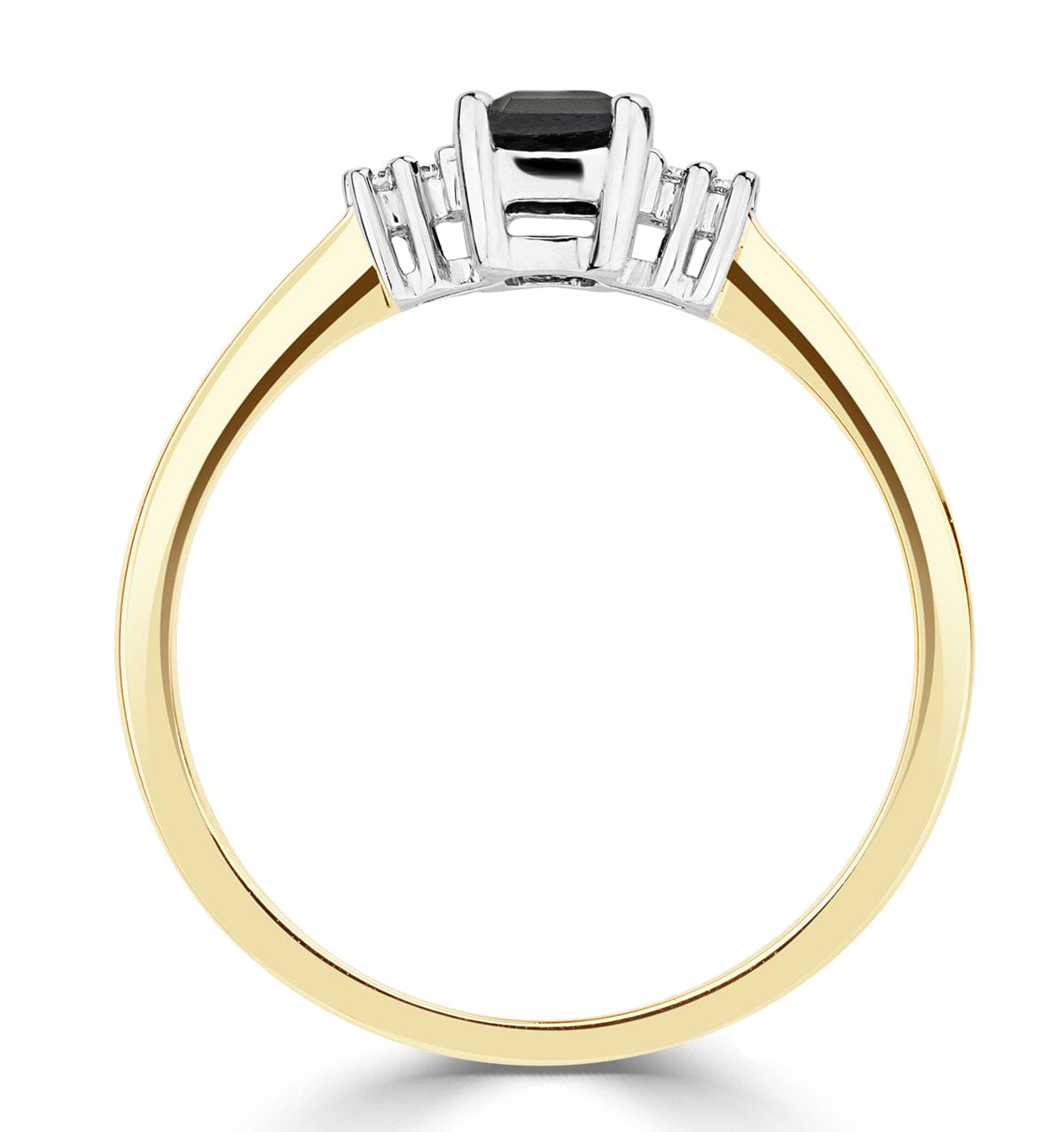 Diamond Sapphire 6 x 4 mm And Diamond 9K Gold Ring A3220