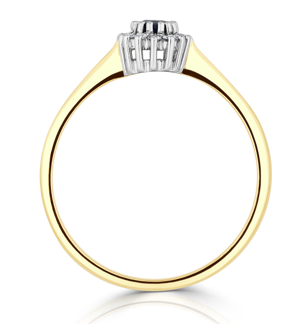 Diamond Sapphire 5 x 3 mm And Diamond 9K Gold Ring A3225