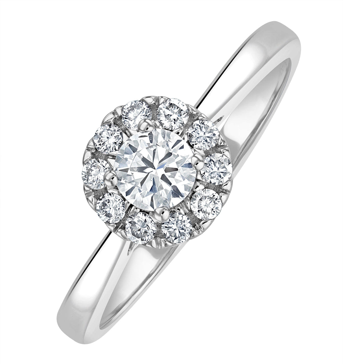 Diamond Lab Diamond Halo Engagement Ring 0.50ct H/Si in 9K White Gold