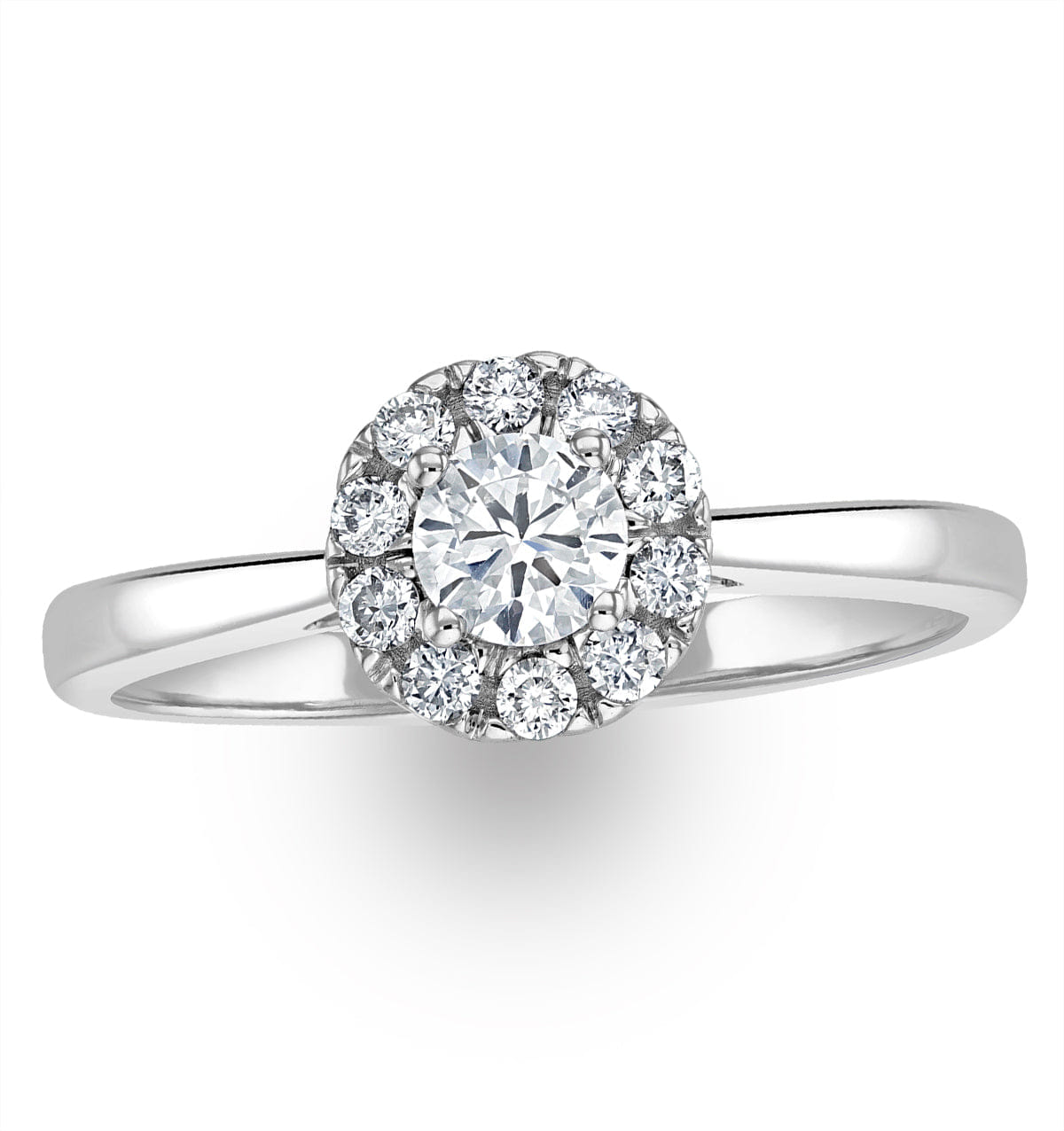 Diamond Lab Diamond Halo Engagement Ring 0.50ct H/Si in 9K White Gold