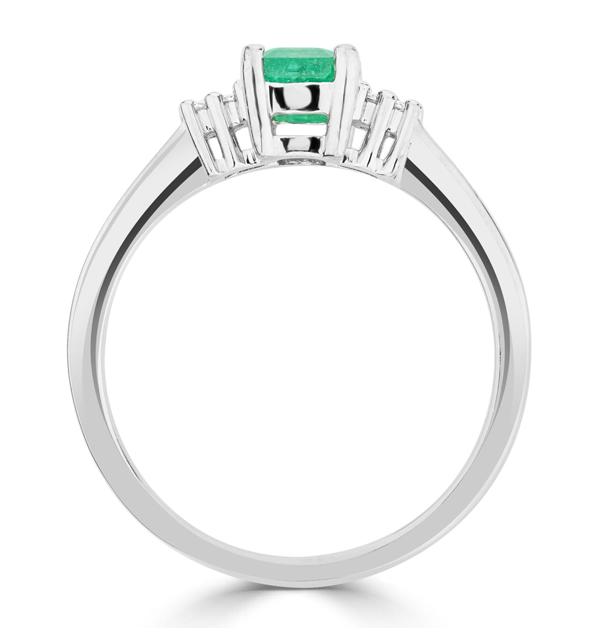 Diamond Emerald 6 x 4 mm And Diamond 18K White Gold Ring