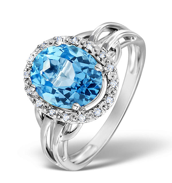 Diamond Blue Topaz 3.42ct And Diamond 9K White Gold Ring