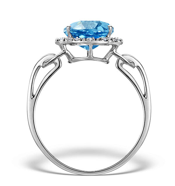 Diamond Blue Topaz 3.42ct And Diamond 9K White Gold Ring
