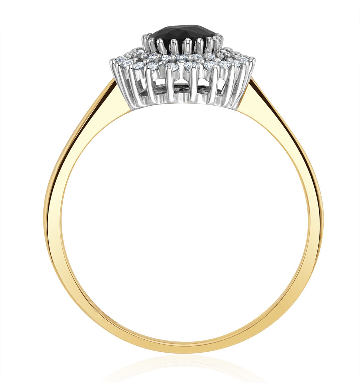 Diamond Sapphire 7 x 5 mm And Diamond 9K Gold Ring