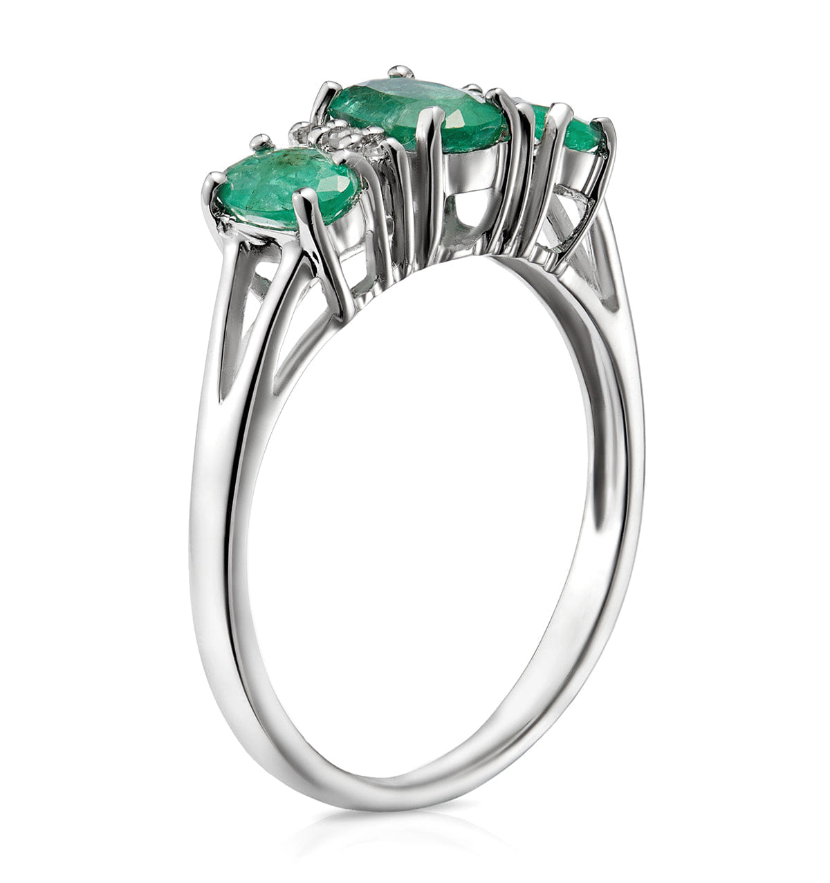 Diamond Emerald 1.06ct And Diamond 9K White Gold Ring