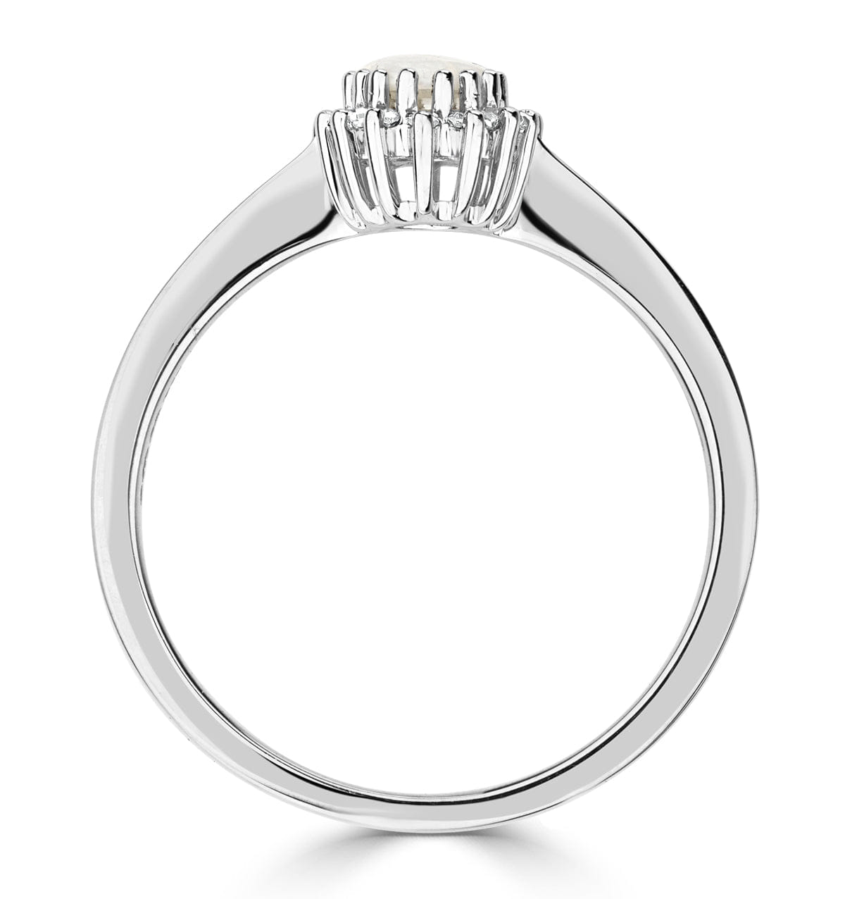 Diamond Opal 6 x 4 mm And Diamond 9K White Gold Ring