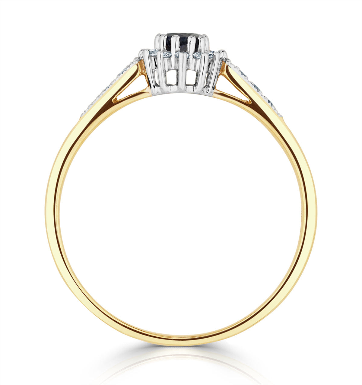 Diamond Sapphire 5 x 3 mm And Diamond 9K Gold Ring A3261