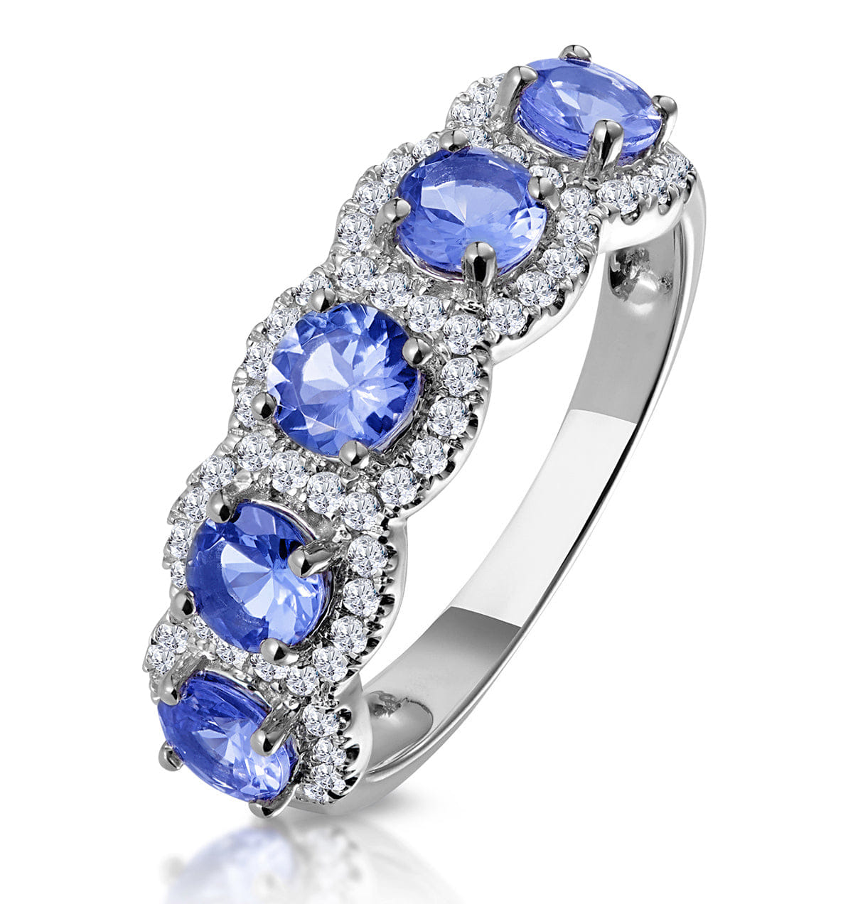 Diamond 1.20ct Tanzanite Asteria Eternity Halo Lab Diamond Ring 9K White Gold