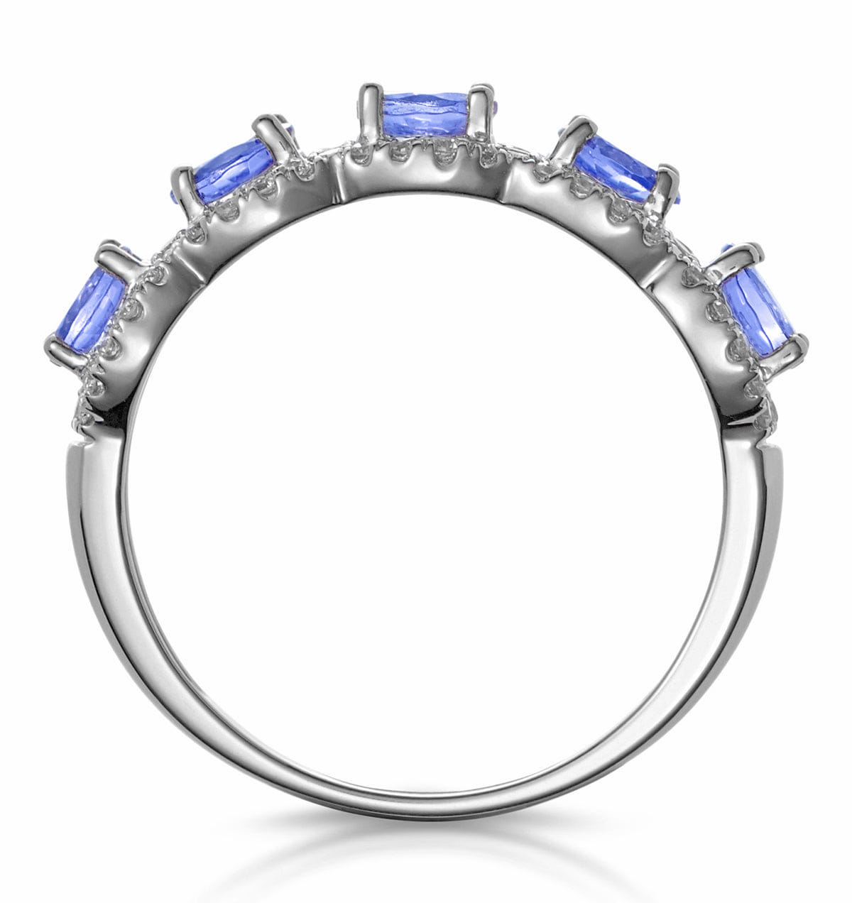 Diamond 1.20ct Tanzanite Asteria Eternity Halo Lab Diamond Ring 9K White Gold