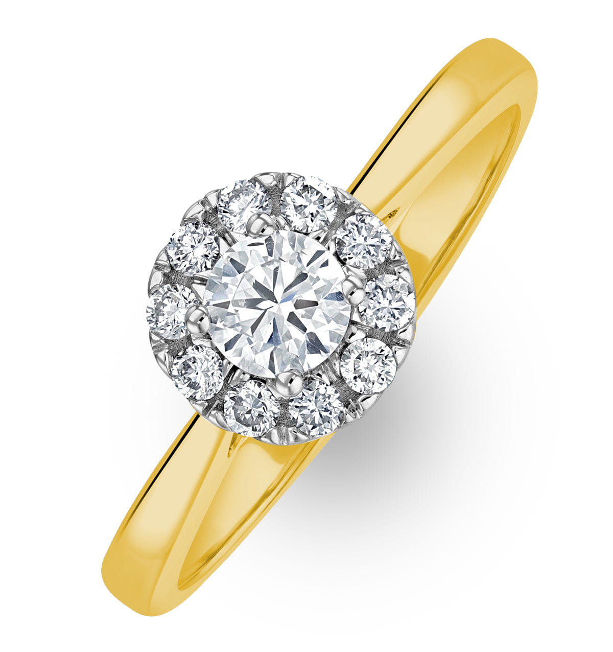 Diamond Lab Diamond Halo Engagement Ring 0.50ct H/Si in 9K Gold