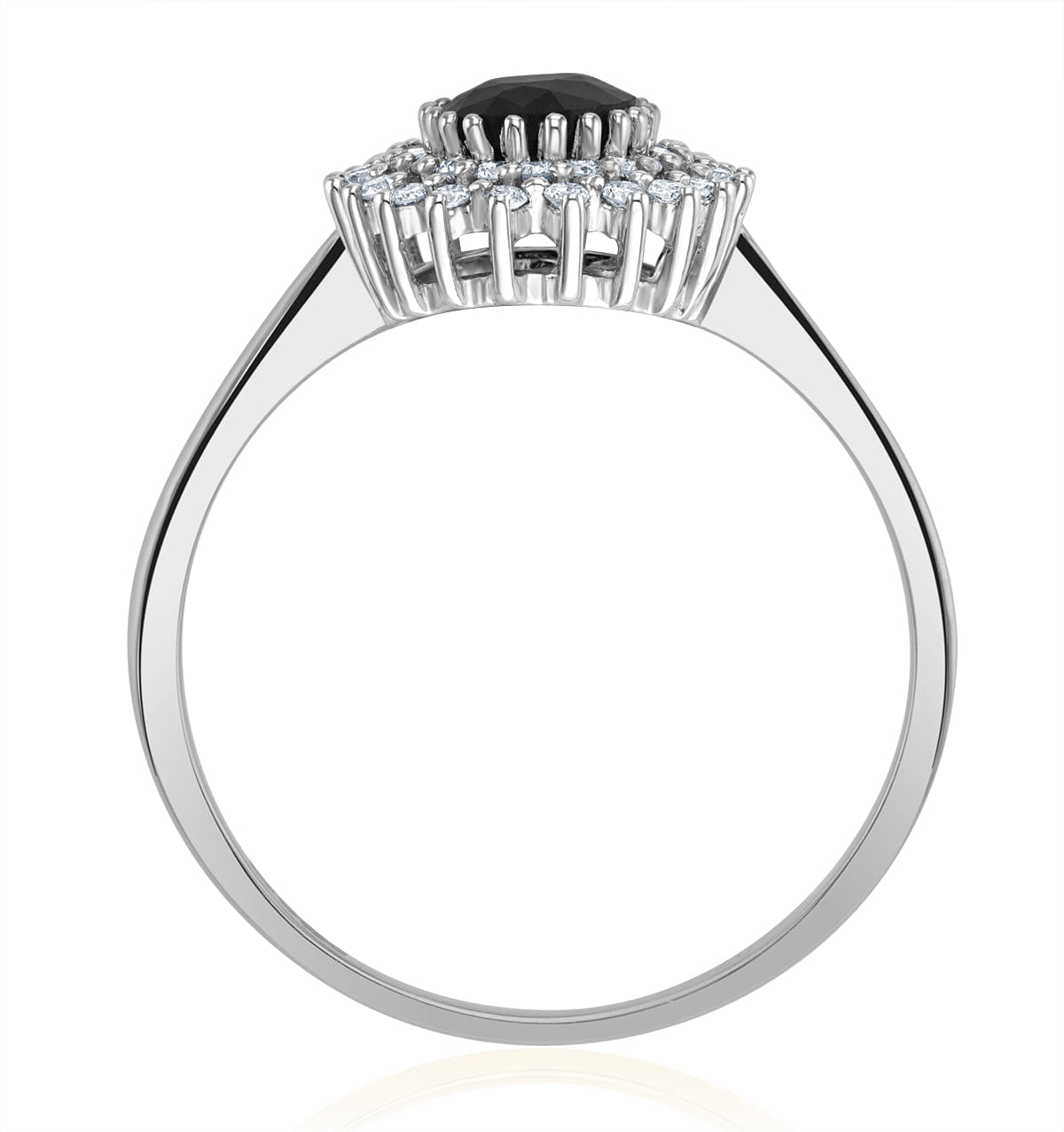Diamond Sapphire 7 x 5 mm And Diamond 9K White Gold Ring