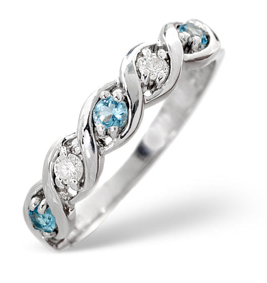 Diamond Blue Topaz 0.18CT And Diamond 9K White Gold Ring