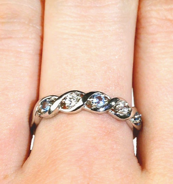 Diamond Blue Topaz 0.18CT And Diamond 9K White Gold Ring