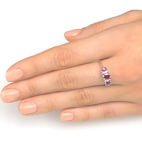 Diamond Ruby 0.85ct And Diamond 9K Gold Ring