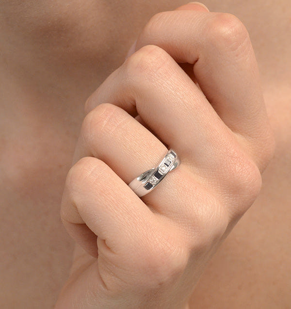 Diamond Sapphire 0.45ct And Diamond 9K White Gold Crossover Ring