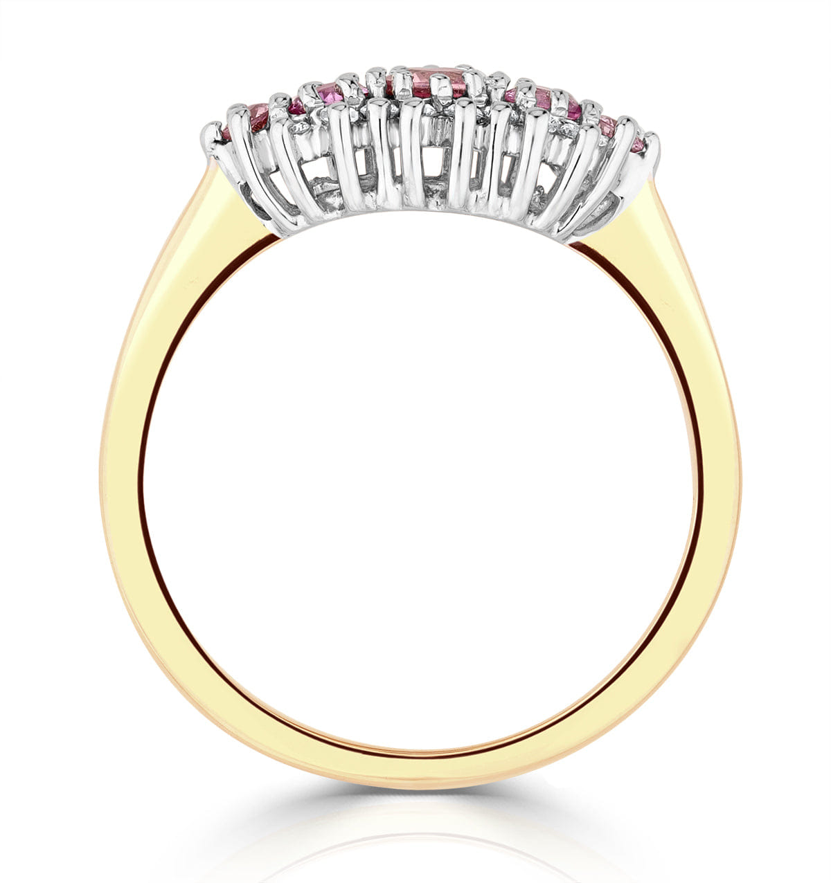 Diamond Pink Sapphire and 0.12ct Diamond Ring 9K Yellow Gold
