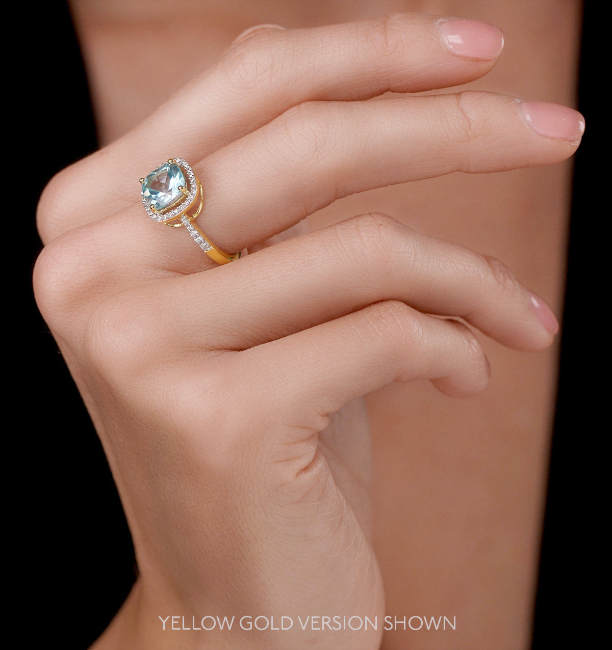 Diamond 2ct Blue Topaz and Lab Diamond Shoulders Asteria Ring in 9K White Gold
