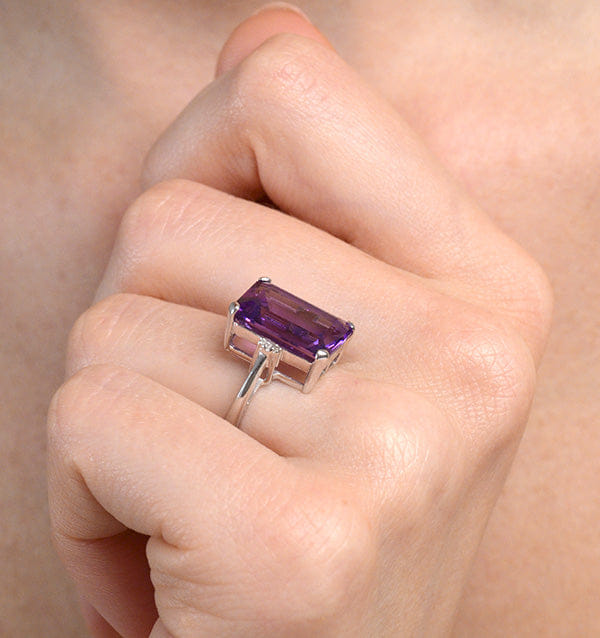 Diamond Amethyst 6.40ct And Diamond 9K White Gold Ring
