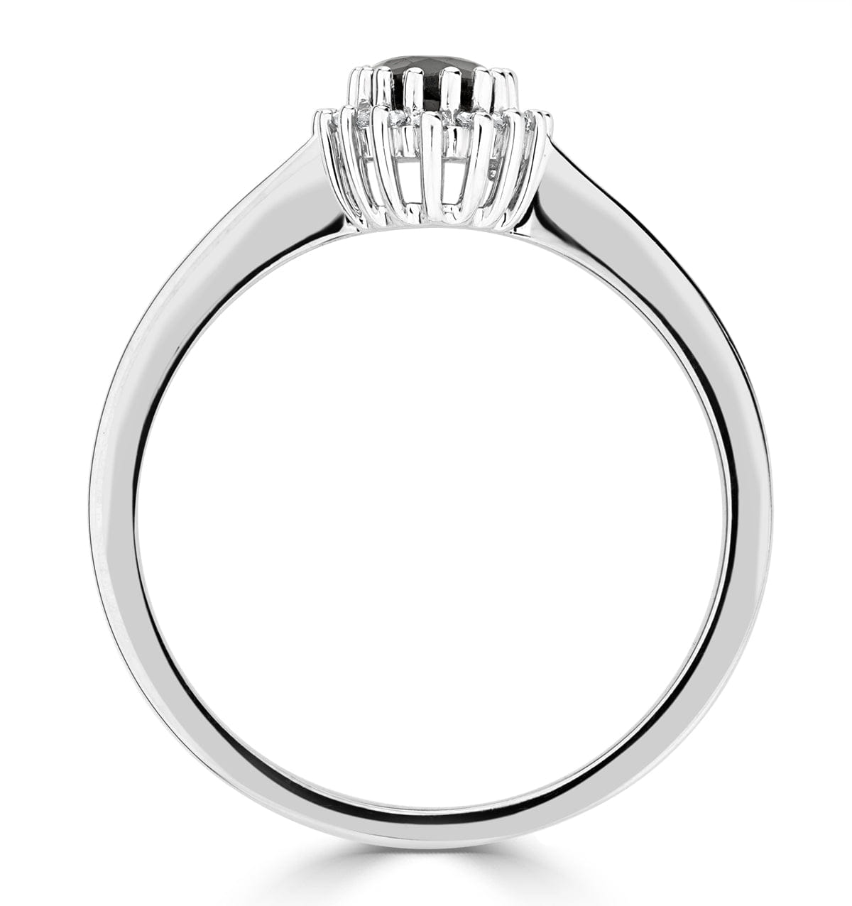 Diamond Sapphire 6 x 4 mm And Diamond 9K White Gold Ring A4433