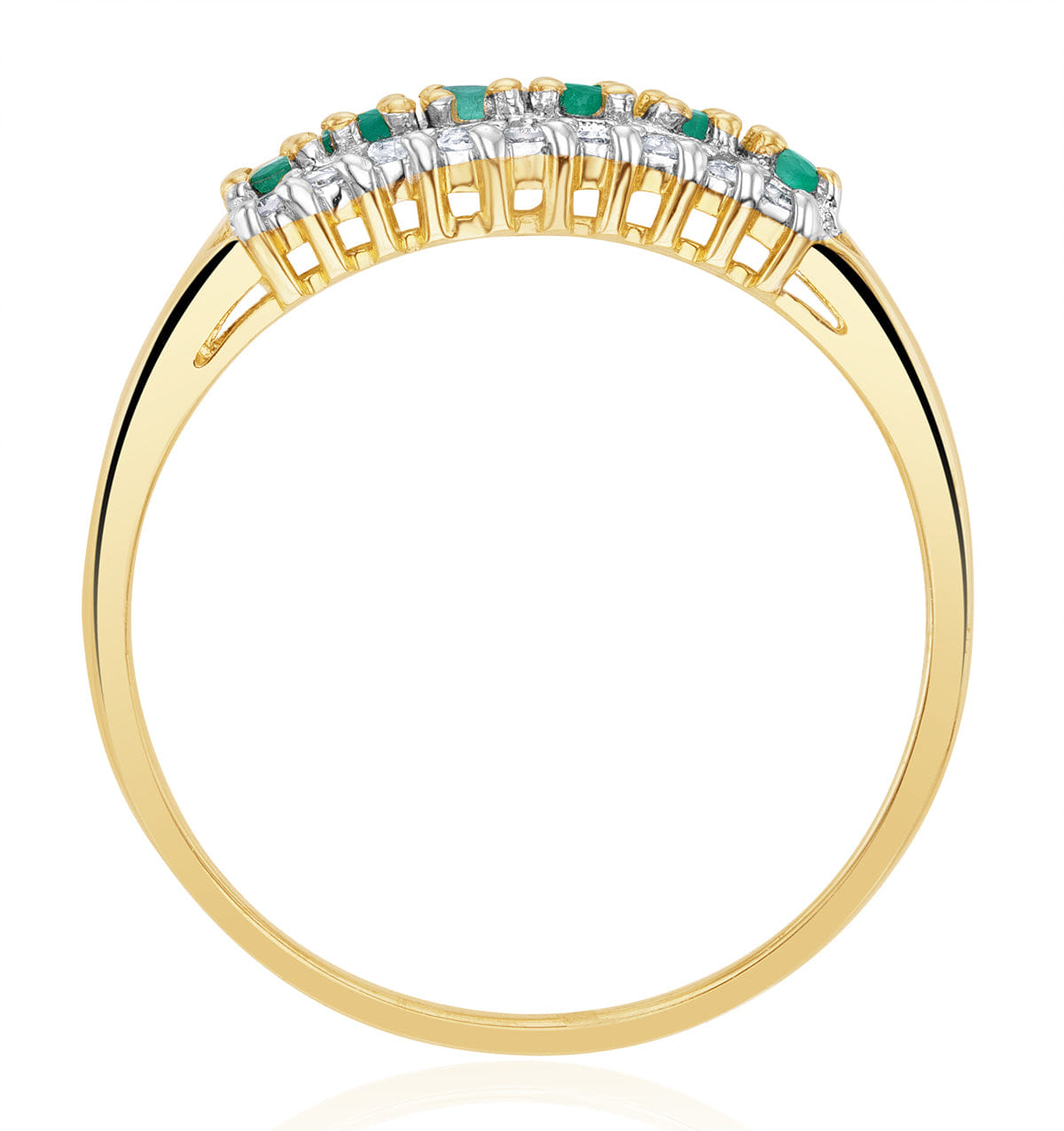 Diamond Emerald 0.38ct And Diamond 9K Gold Ring
