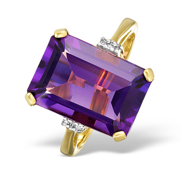 Diamond Amethyst 6.40ct And Diamond 9K Gold Ring