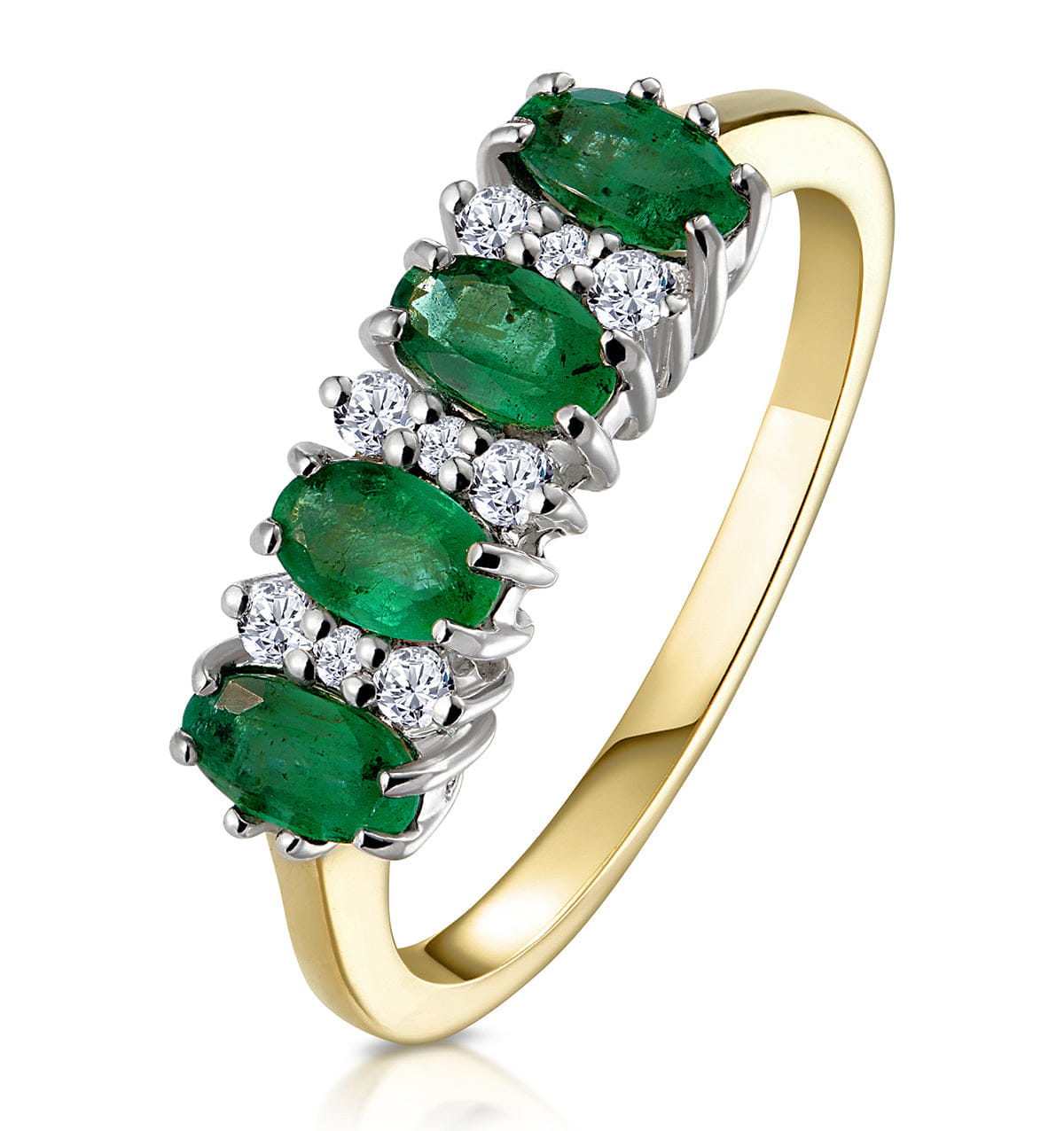 Diamond Emerald 0.94ct And Diamond 9K Gold Ring